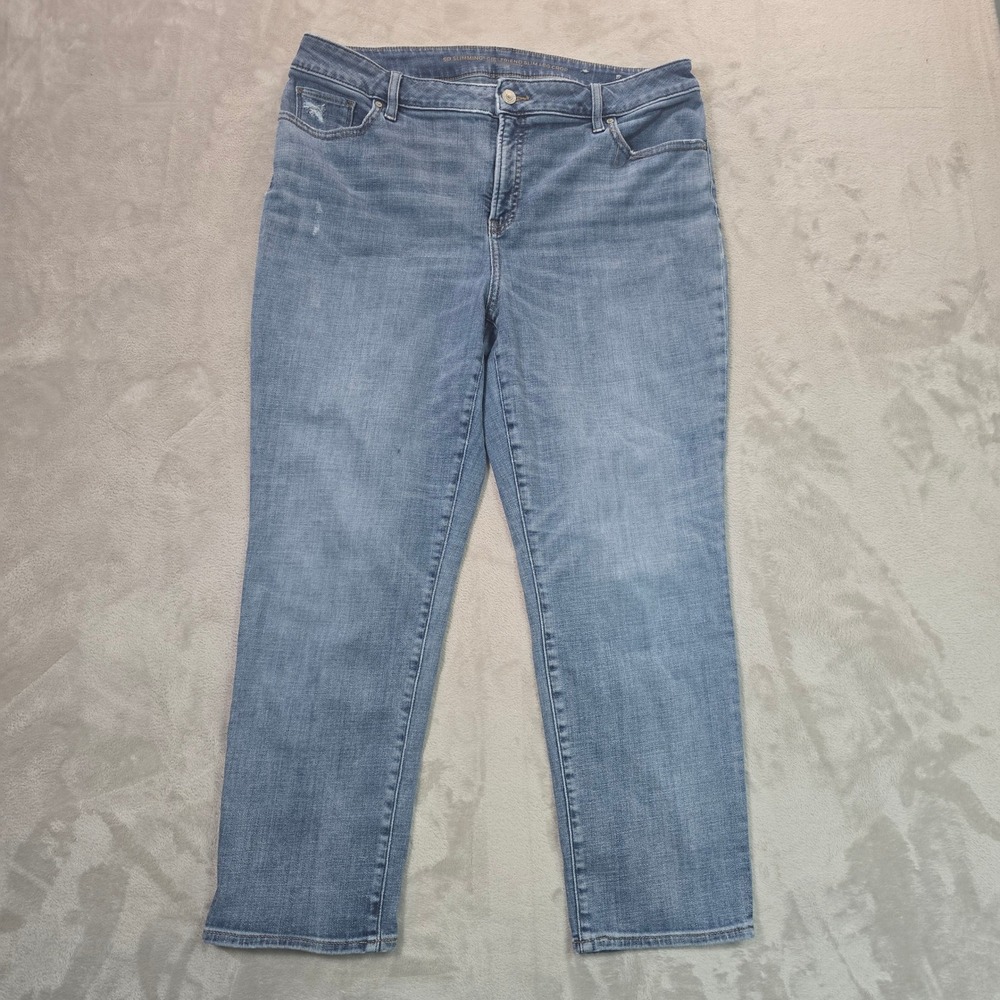 Chico's So Slimming Girlfriend Slim Leg Crop Jeans Blue Stretch Size 2.5 / 14